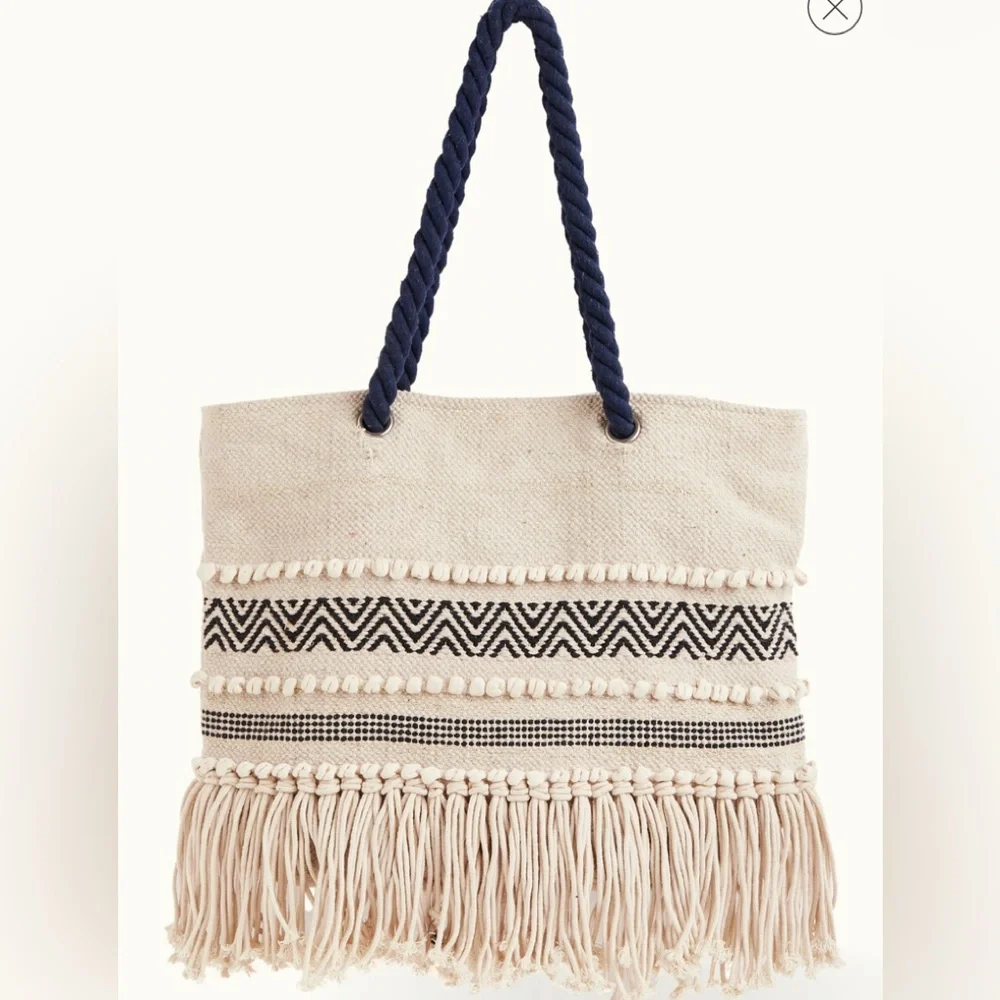 Beach Tote Bag large cotton Jacquard